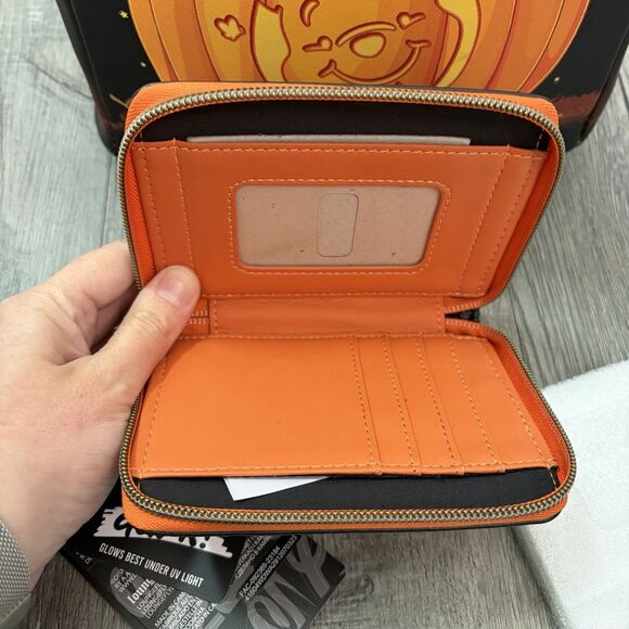 Disney Winnie The Pooh Pumpkin Glow in the dark Backpack & Wallet new loungefly